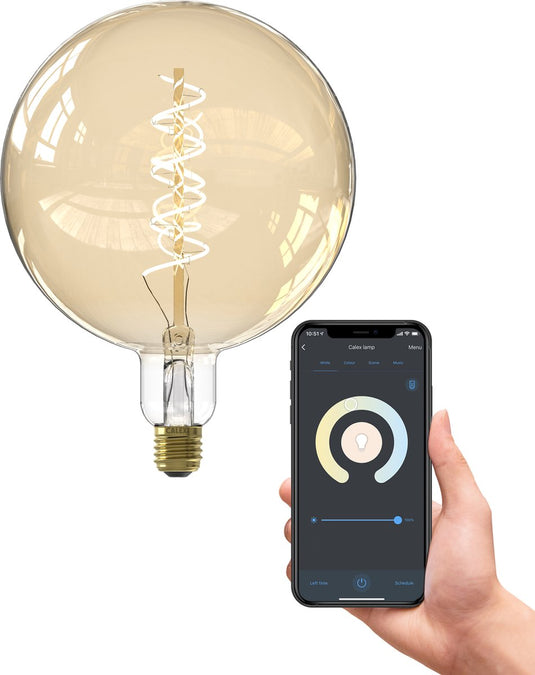 Calex slimme led lamp xxl - 20cm - e27 - smart lichtbron - goud - dimbaar - warm wit licht - 5w