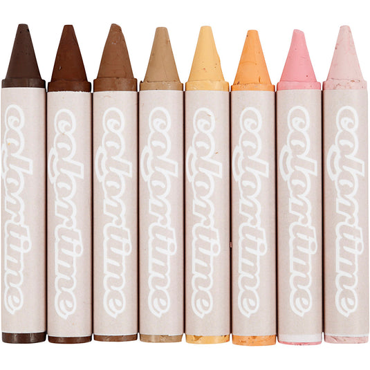 Colortime waskrijt, l: 10 cm, d 15 mm, skin colours, 8 stuk 1 doos