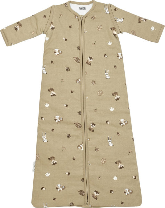 Meyco baby forest animals baby slaapzak met afritsbare mouwen - sand - 70cm - 2.5 tog