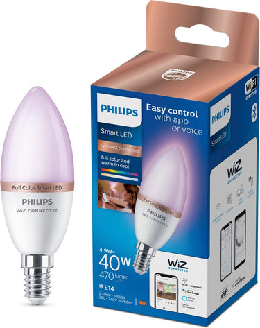 Philips led philips smart lighting - kaarslamp - slimme led-verlichting - gekleurd en wit licht - e14 - 40w - mat - wi-fi