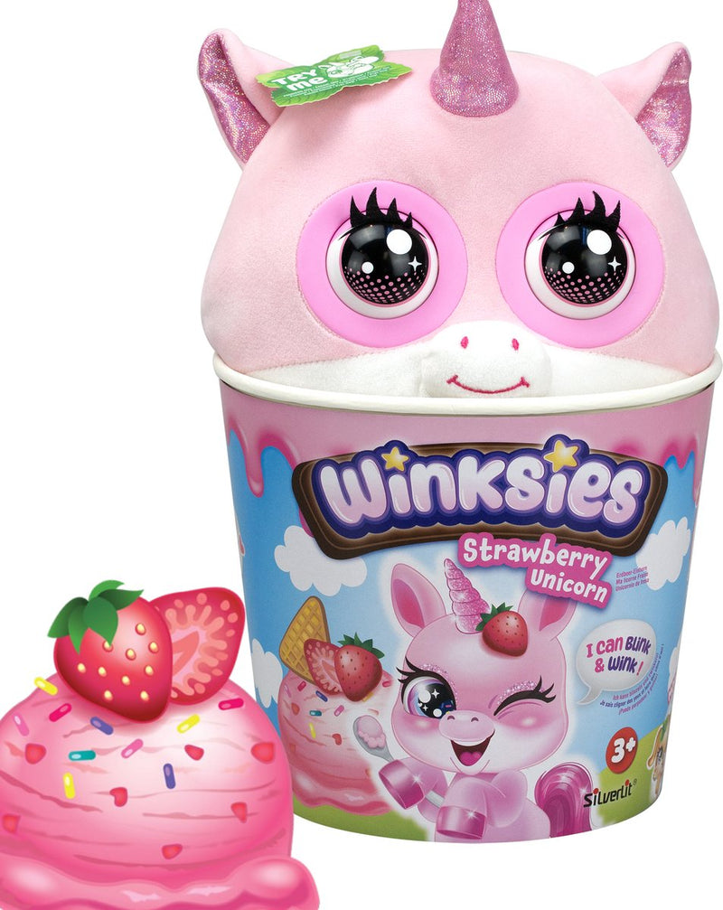 Load image into Gallery viewer, Silverlit winksies strawberry unicorn - interactieve knuffel in een ijsbeker
