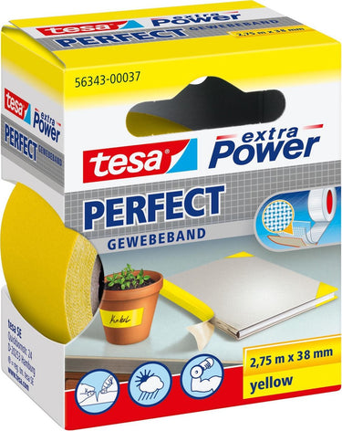 Tesa perfect 56343-00037-03 textieltape extra power geel (l x b) 2.75 m x 38 mm 1 stuk(s)