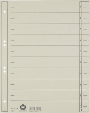 Leitz staffeltabblad karton - beschrijfbare tabs, 2 4-rings - voor ordners en ringbanden - grijs