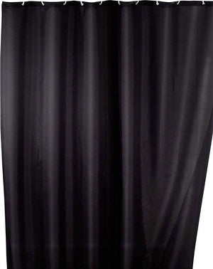Wenko anti-schimmel douchegordijn zwart 180x200cm polyester - inclusief ophangringen - waterdicht - wasbaar - sneldrogend