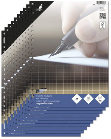 Kangaro ringbandinterieur a4 - ruit 10mm - 60 grams - 23-gaats - 10 sets - ringbandpapier