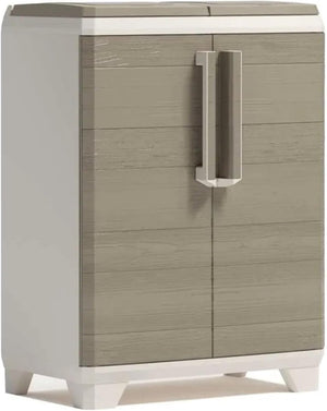 Keter split premium - afvalscheidingskast - 2 x 110 l - hout effect - beige bruin