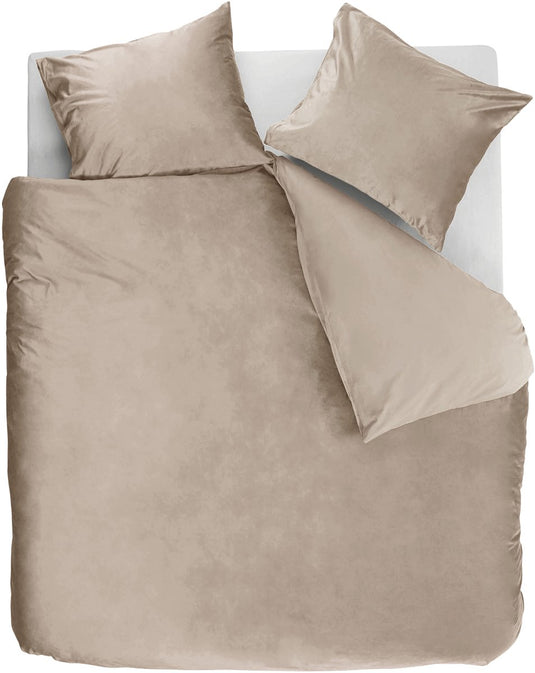 Ambiante velvety dekbedovertrek - tweepersoons - 200 x 200 220 cm - zand