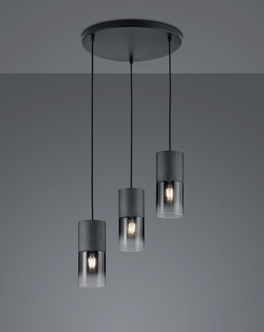 Trio robin - hanglamp - zwart mat - excl. 3x e27 28w