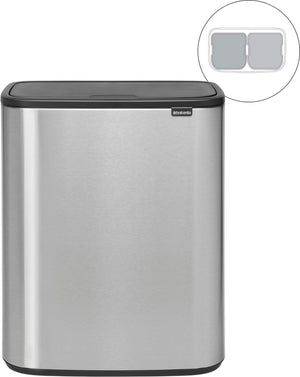 Brabantia bo touch bin prullenbak - 2 x 30 liter - afvalscheiding - matt steel fingerprint proof