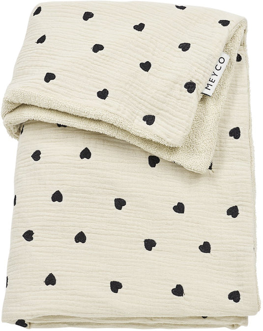 Meyco baby sweet heart wiegdeken - pre-washed hydrofiel - soft sand - 75x100cm - 1.5 tog