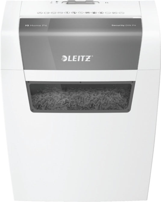 Leitz iq home papierversnipperaar - p4 snippers - tot 6 vel - 15l - wit