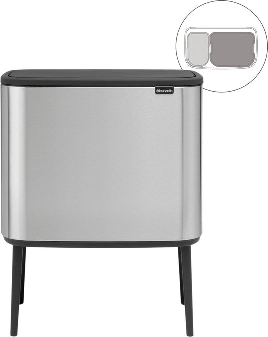 Brabantia bo touch bin prullenbak - 11 + 23 liter - afvalscheiding - matt steel fingerprint proof
