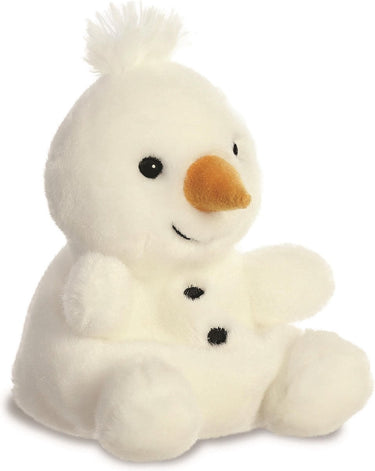 Aurora pluche sneeuwpop knuffel - wit - 13 cm - winter knuffels - sneeuwpoppen speelgoed en decoraties