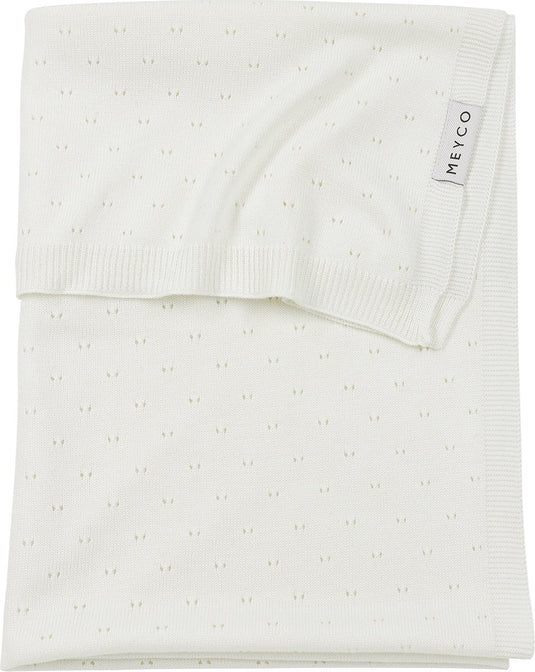 Meyco baby ajour ledikant deken - bamboe - offwhite - 100x150cm - 0.3 tog