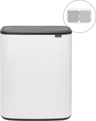 Brabantia bo touch bin prullenbak - 2 x 30 liter - afvalscheiding - white