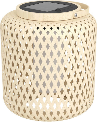 Eglo marliano solar tafellamp buiten - zonne-energie - led - 24 cm - bruin zwart wit - hout - oplaadbaar
