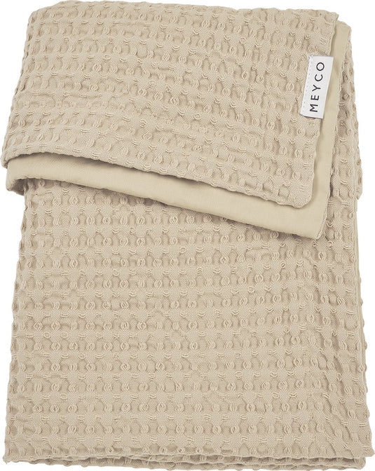 Meyco baby wafel katoen wiegdeken - sand - 75x100cm - 1.0 tog