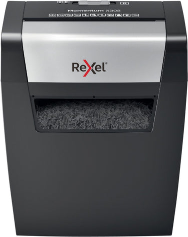 Rexel momentum x308 papierversnipperaar - p3 cross cut snippers - tot 8 vel - 15l - zwart