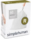 Simplehuman code r afvalzakken - 10 liter - 60 stuks - met trekband - wit
