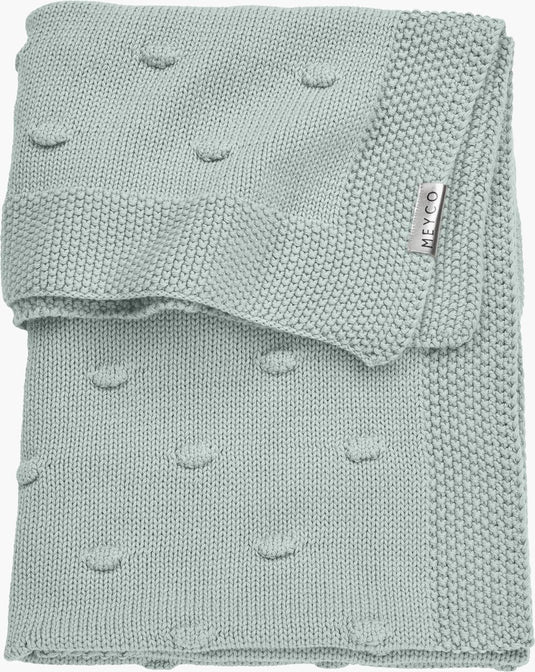 Meyco baby knots wiegdeken - stone green - 75x100cm - 1.0 tog