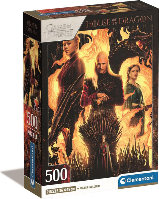 Clementoni - puzzel - 500 stukjes - house of dragon - compact box - puzzel voor volwassenen