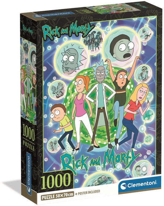 Clementoni legpuzzel rick and morty - puzzel 1000 stukjes - jigsaw puzzle - compact box - legpuzzels en puzzels voor volwassenen