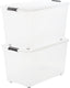 Iris topbox opbergbox - 70l - kunststof - met wielen - transparant - set van 2