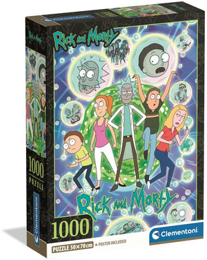Clementoni legpuzzel rick and morty - puzzel 1000 stukjes - jigsaw puzzle - compact box - legpuzzels en puzzels voor volwassenen