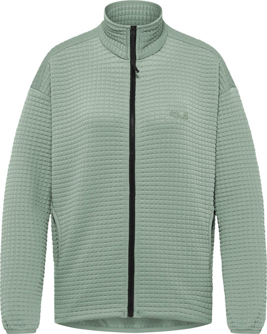 Jack wolfskin mogari fleecejack dames - dames lange rits fleece - green zinnia