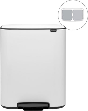 Brabantia bo prullenbak - 2 x 30 liter - afvalscheiding - white