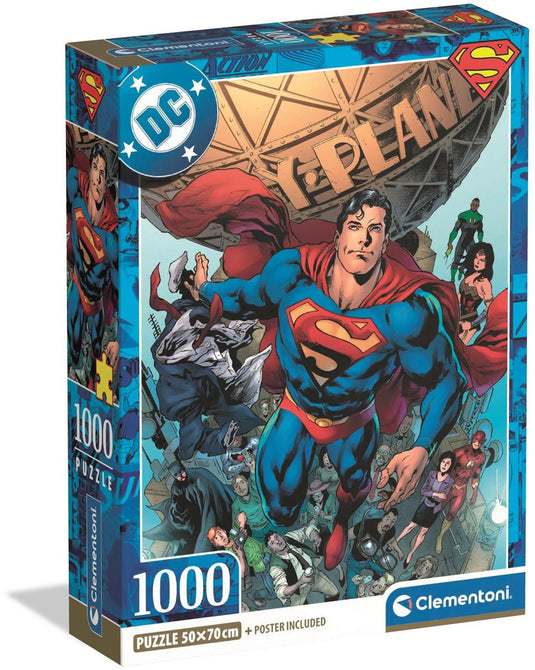 Clementoni - puzzel - superman - dc - 1000 stukjes - met poster - vanaf 18 jaar