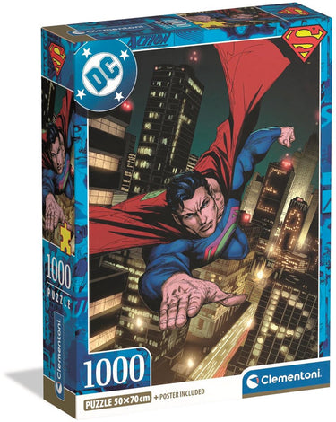 Clementoni - puzzel - superman - dc - 1000 stukjes - met poster - vanaf 18 jaar