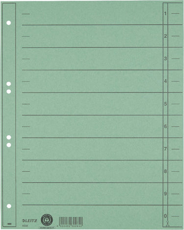 Leitz staffeltabblad karton - beschrijfbare tabs, 2 4-rings - voor ordners en ringbanden - groen