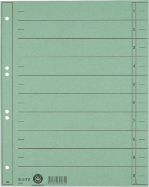 Leitz staffeltabblad karton - beschrijfbare tabs, 2 4-rings - voor ordners en ringbanden - groen