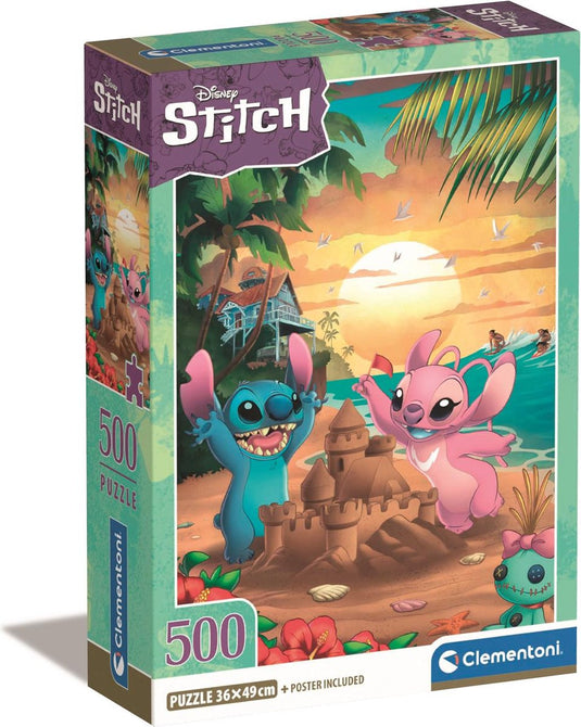 Clementoni - puzzel - 500 stukjes - disney stitch - compact box