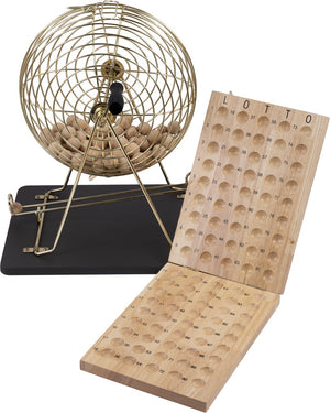 Engelhart kienmolen compleet – met houten controlebord 90 houten ballen – metalen korf ø 30 cm – complete kien set voor thuis spelavonden –