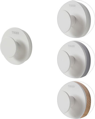 Tiger urban - handdoekhaak klein (1x) - zonder boren - zelfklevend 3m tape - 2 decorringen - wit