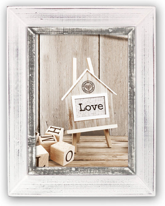 Zep - houten vintage fotolijst athis grijs wit voor foto formaat 13x18 - sy1257