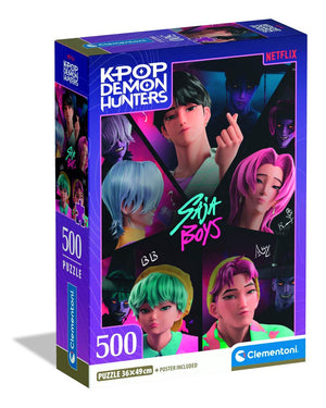 Clementoni k-pop demon hunters puzzel 500 stukjes van compact - kpop huntrix legpuzzel - k pop hobby cadeau voor kinderen vanaf 6 jaar