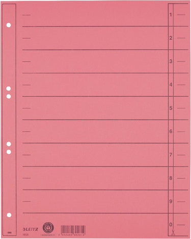 Leitz staffeltabblad karton - beschrijfbare tabs, 2 4-rings - voor ordners en ringbanden - rood