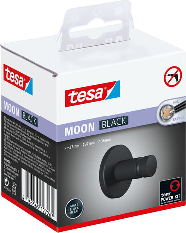 Tesa handdoekhaken moon black matzwart badkamer toilet zelfklevend zonder boren – 37x37x36mm