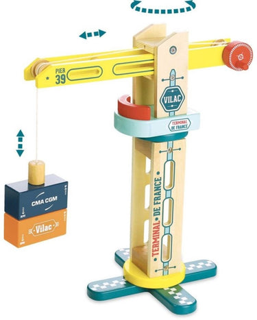 Vilac - houten hijskraan met magnetische containers - 34 cm hoog - hout