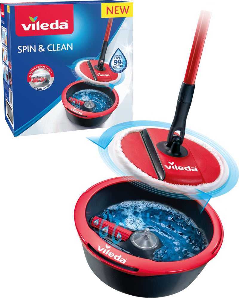 Afbeelding laden in galerijviewer, Vileda spin clean - mopset - altijd schoon pad - plooibare kop in microvezels 2in1
