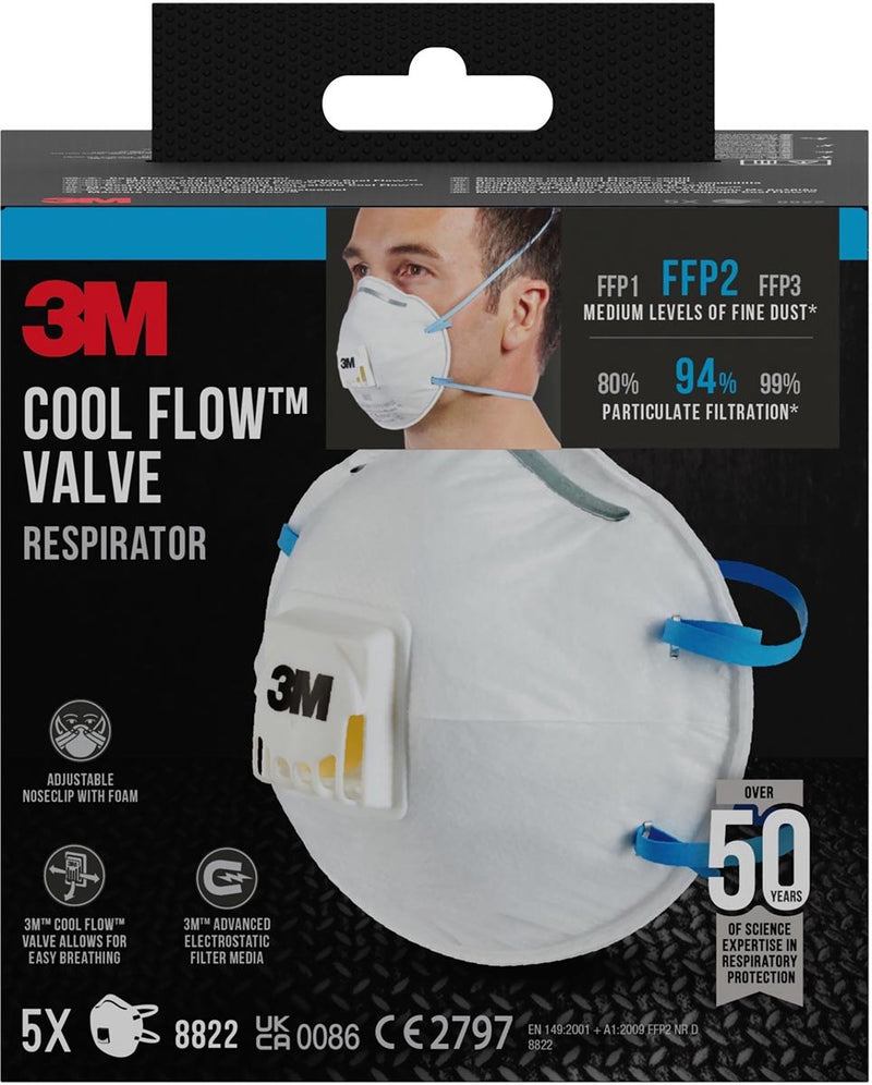 Load image into Gallery viewer, 3m cool flow stofmasker, ffp2, met ventiel, pak van 5 stuks
