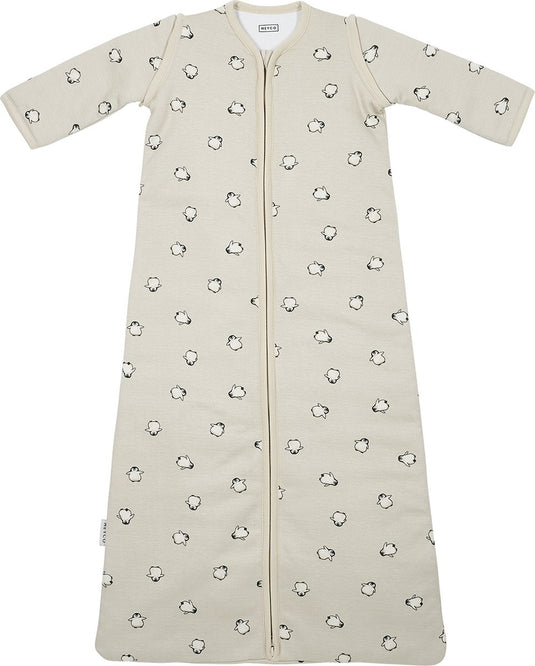 Meyco baby penguin baby slaapzak met afritsbare mouwen - soft sand - 110cm - 2.5 tog