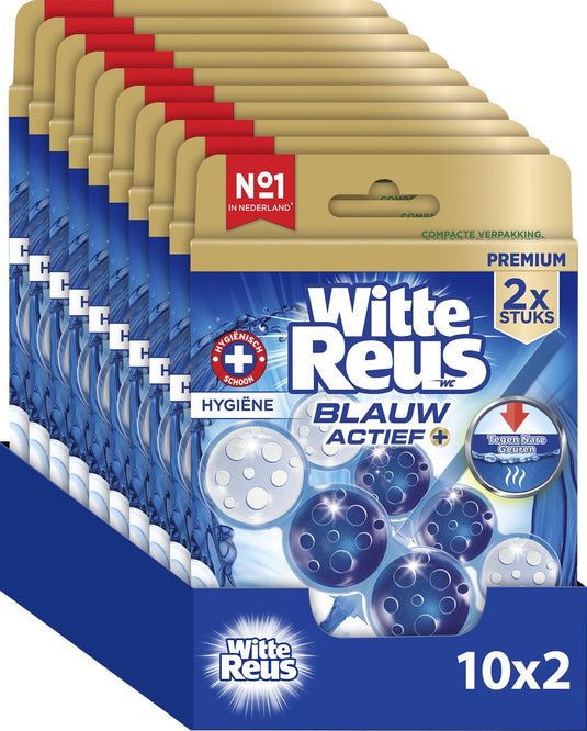 Witte reus blauw actief hygiene toiletblok 100g - wc blokjes - voordeelverpakking - 2x10 stuks