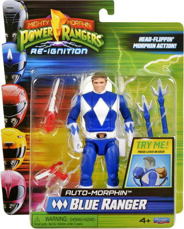 Playmates mighty morphin power rangers action figure auto-morphin blue ranger 12 cm action figuur