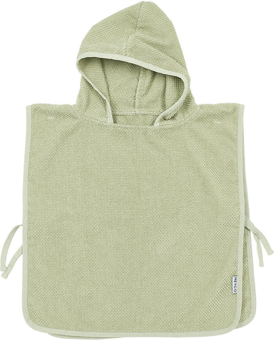 Meyco baby popcorn badponcho - soft olive - 1-3 jaar