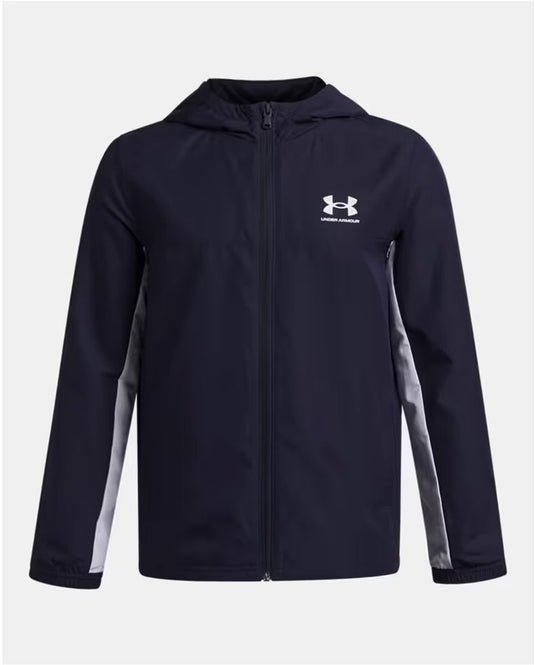 Under armour ua b rival wvn jacket-blu jongens sportshirt - midnight navy - wit m