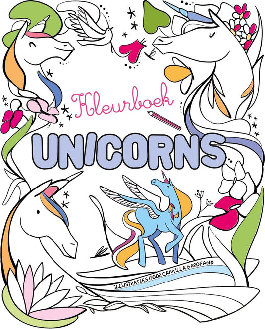 Merkloos sans marque kleurenboek - unicorns - fabelachtige designs